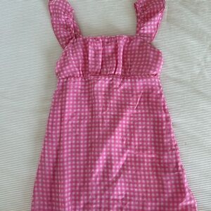 Pink Gingham Sleeveless Dress